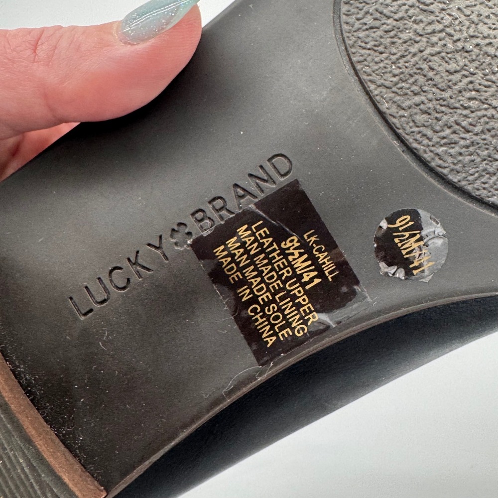 Lucky Brand Cahill Black Leather Loafer Flats 9.5 Minimalist Academia Casual - Picture 6 of 8